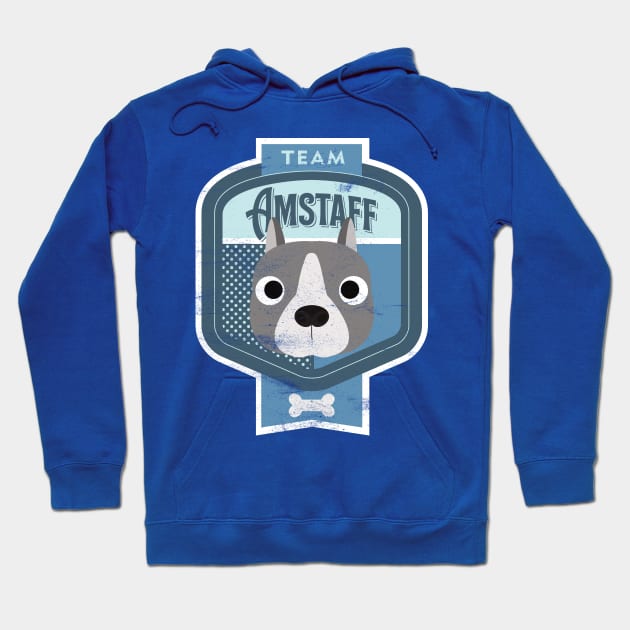 Team Amstaff - Distressed American Staffordshire Terrier Beer Label Design Hoodie by DoggyStyles